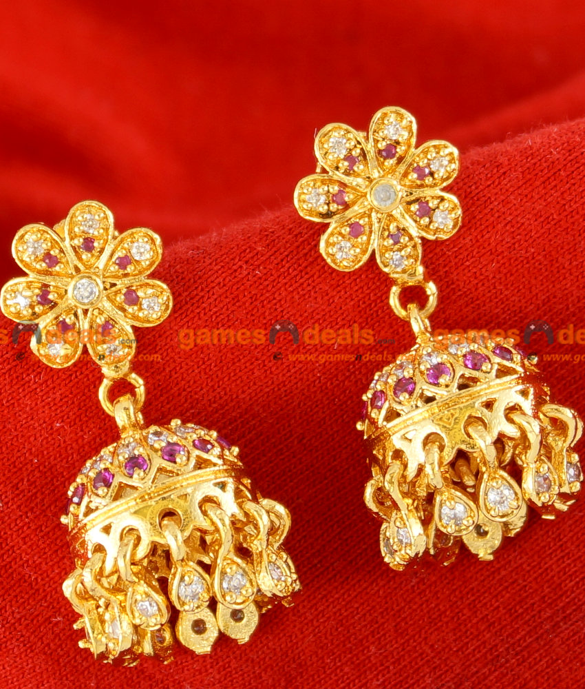 ER034 - CZ Stone Ear Ring Gold Plated Jewellery Guarantee Party Wear Design