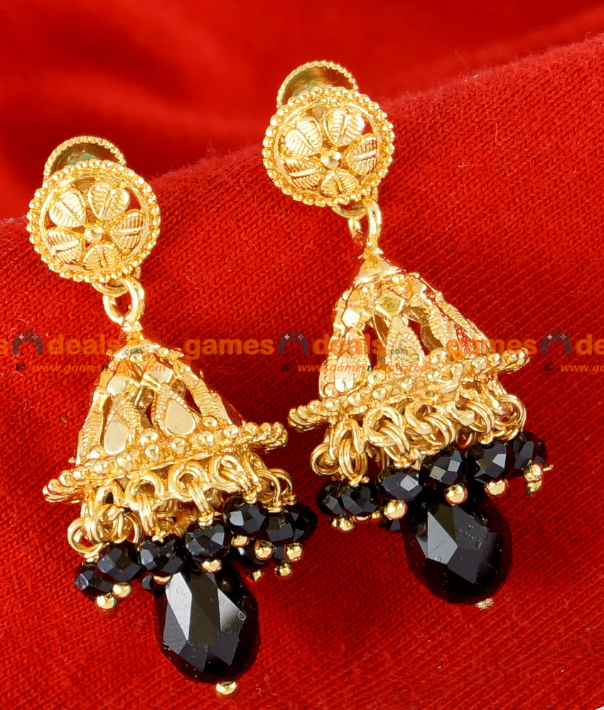 ER037 Trendy Big Gold Plated Crystal Jhumkhi Guarantee Jewellery Party  Wear Design