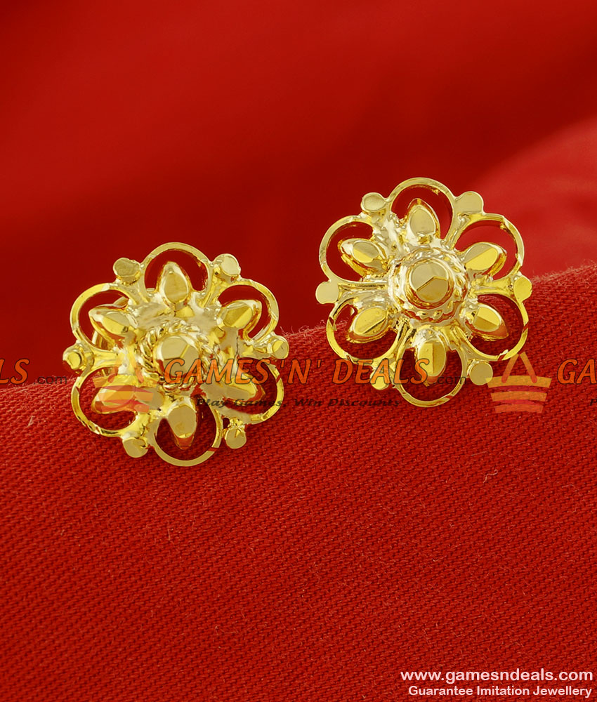 ER158 - Medium Size Trendy Six Petal Flower Stud South Indian Jewelry Design