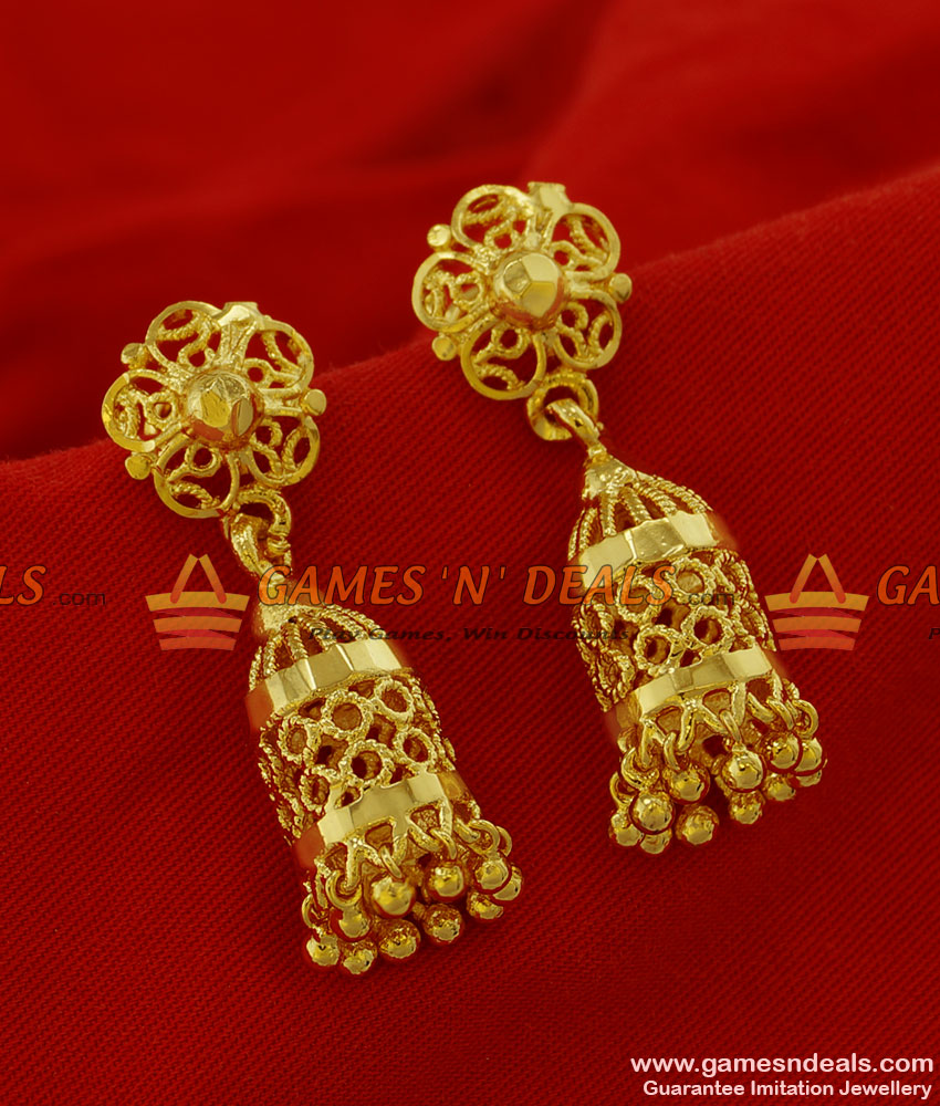 ER168 - Traditional Bird Cage Flower Design Jhumki South Indian Ear Rings ER168 - Traditional Bird Cage Flower Design Jhumki South Indian Ear Rings