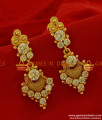ER176 - Grand Party Wear Big White Stone Imitation Ear Ring South Indian Jewelry