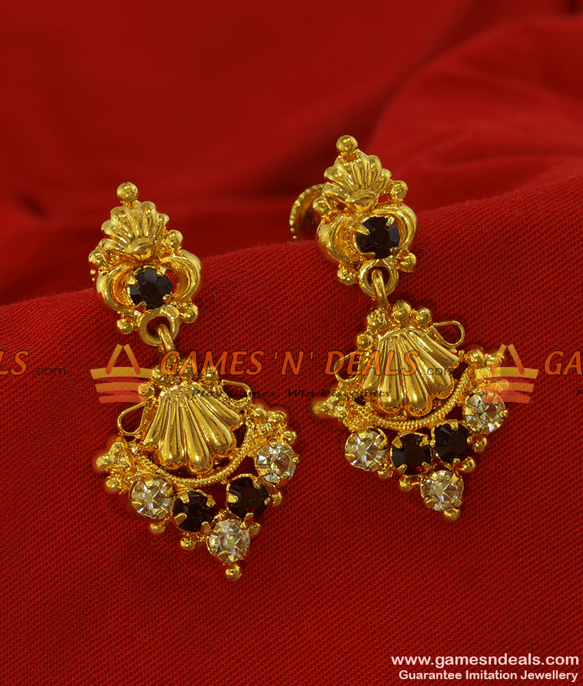 ER189 - Daily Wear Hanging Peacock Feather Design AD Stone Imitation Ear Rings ER189 - Daily Wear Hanging Peacock Feather Design AD Stone Imitation Ear Rings