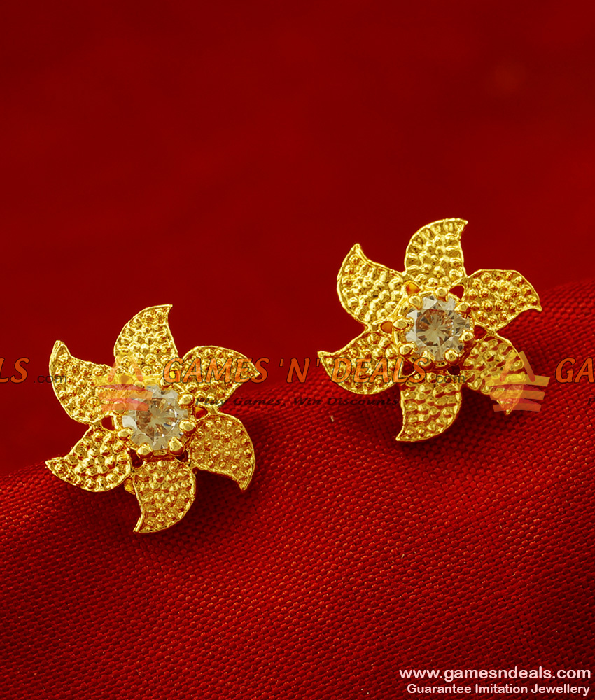 ER258 - South Indian Trendy Daily Wear AD White Stone Imitation Stud Medium Size ER258 - South Indian Trendy Daily Wear AD White Stone Imitation Stud Medium Size