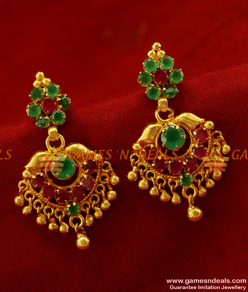ER269 - Full AD Multi Stone Daily Wear Imitation Ear Ring South Indian Jewelry