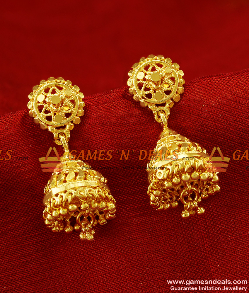 ER277 - Traditional Medium Size Daily Wear Guarantee Jhumki Design Gold Plated Ear Rings