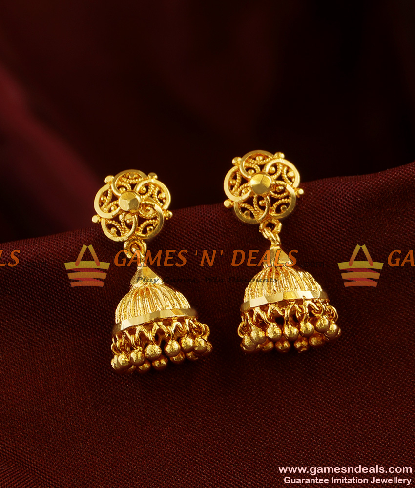 ER295 - Daily Wear Medium Size Jhumki Imitation Jewelry South Indian Traditional Ear Ring