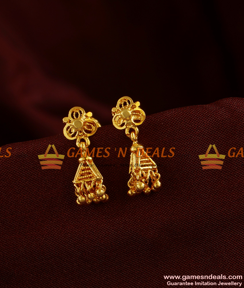 ER305 - South Indian Small Cage Design Jhumki Trendy College Girl Daily Wear Ear Rings