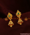 ER312 - South Indian Green Stone Jhumki Trendy Small Design Daily Wear Ear Rings