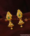 ER313 - South Indian Green Stone Jhumki Trendy Small Design Daily Wear Ear Rings