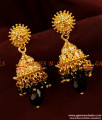 ER322 - Trendy Big Gold Plated Black Crystal Jhumkhi Guarantee Party Wear Design