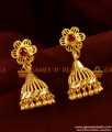 ER338 - Medium Size Red AD Stone Jhumiki Traditional Ear Rings Online