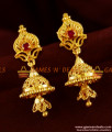 ER339 - Double Jhumiki Red AD Stone Traditional Ear Rings Buy Online