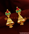 ER340 - Medium Size Red AD Stone Conical Jhumiki Traditional Ear Rings Online