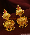 ER367 - South Indian Gold Plated Guarantee Daily Wear Red Stone Earrings