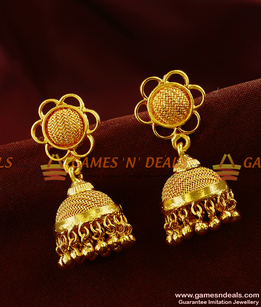 ER369 - South Indian Plain Umbrella Jhumki Bridal Wear Imitation Ear Rings