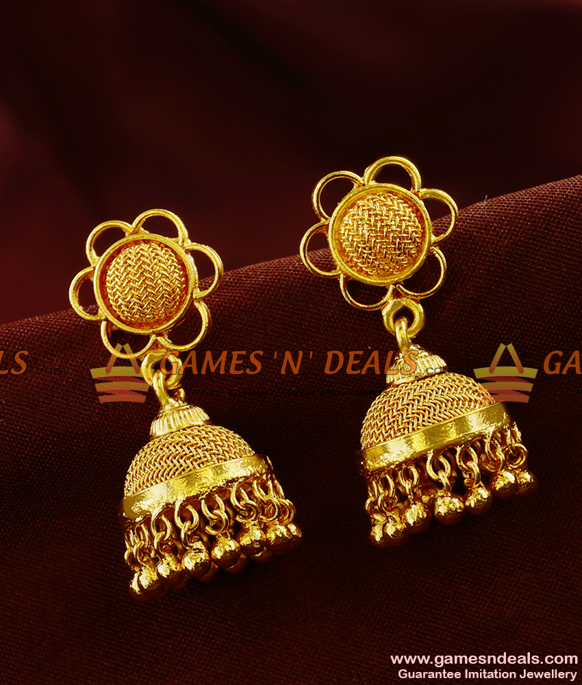 ER369 - South Indian Plain Umbrella Jhumki Bridal Wear Imitation Ear Rings ER369 - South Indian Plain Umbrella Jhumki Bridal Wear Imitation Ear Rings