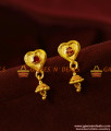ER389 - Heart Design South Indian Daily Wear AD Stone Small Jhumki Ear Rings