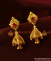 ER395 - Gold Plated Imitation Big Ruby Stone Ear Rings Trendy Jhumki Design 