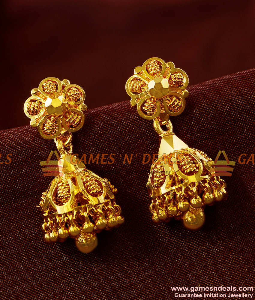 ER404 - Latest Jhumki South Indian Type Temple Design Imitation Ear Rings