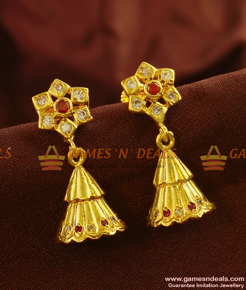 ER444 - Heavy Aiympon Type Guarantee Conical Jhumki Traditional Wear ER444 - Heavy Aiympon Type Guarantee Conical Jhumki Traditional Wear