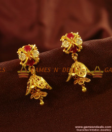 ER448 - AD Stone Guarantee Double Jumkhi Gold Like Design Ear Ring Buy Online
