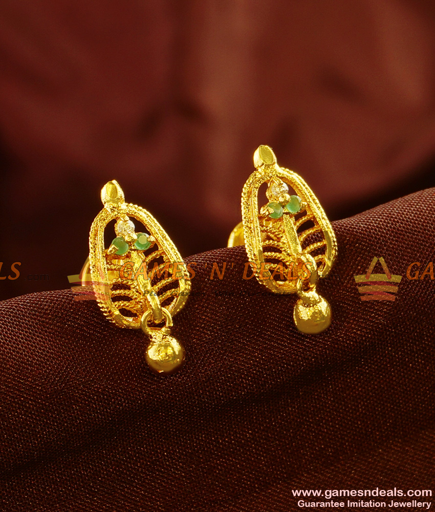 ER464 - Small Kerala Type Leaf Design Daily Wear Imitation Ear ring