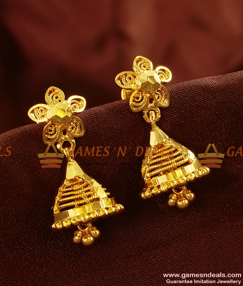 ER489 -  Real Gold Like Design Gold Plated Guarantee Daily Wear Jhumkhi 