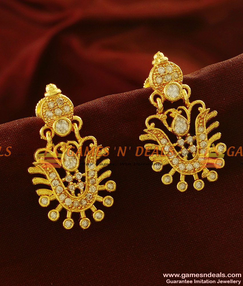 ER514 - Attractive Unique Cubic Zircon Stone Kerala Design Imitation Ear Rings