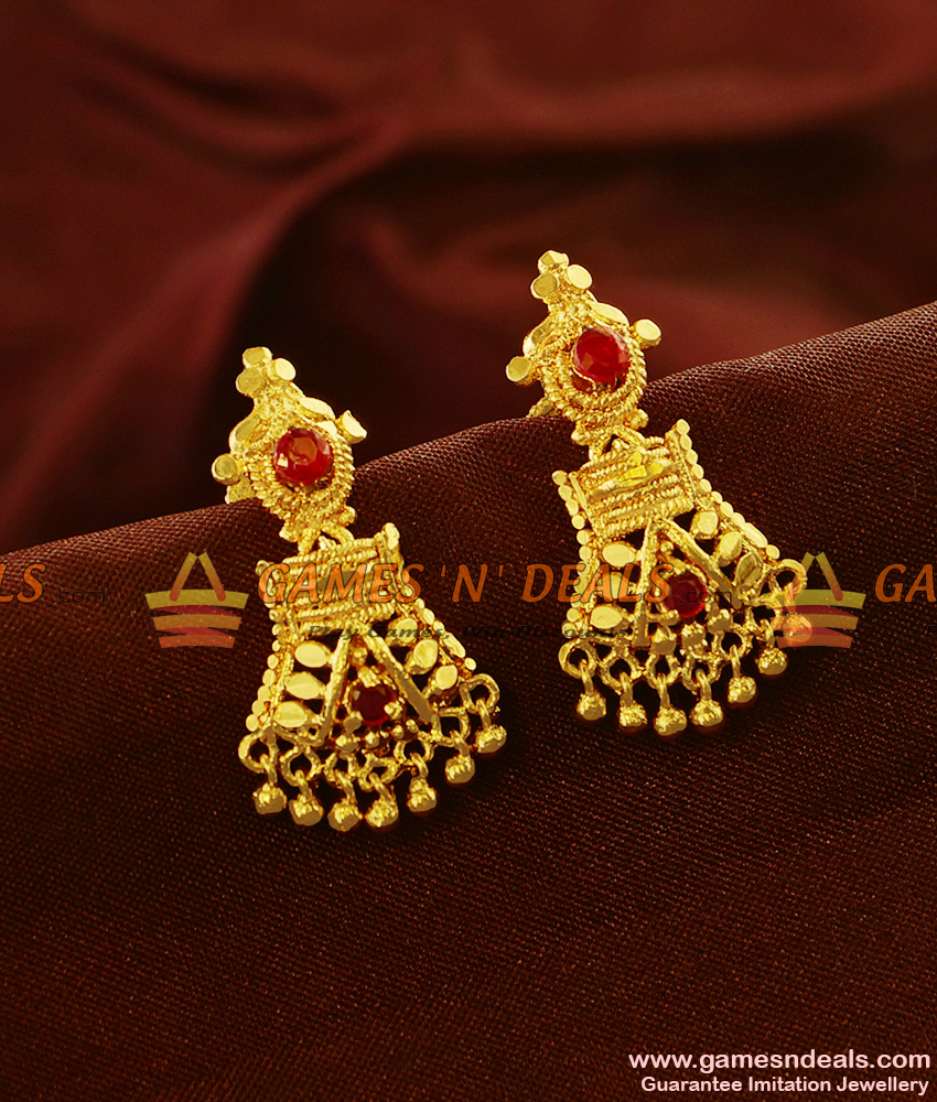 ER543 - Dazzling Kerala Type Triangle Stone Beaded Stud Best Seller Ear Ring