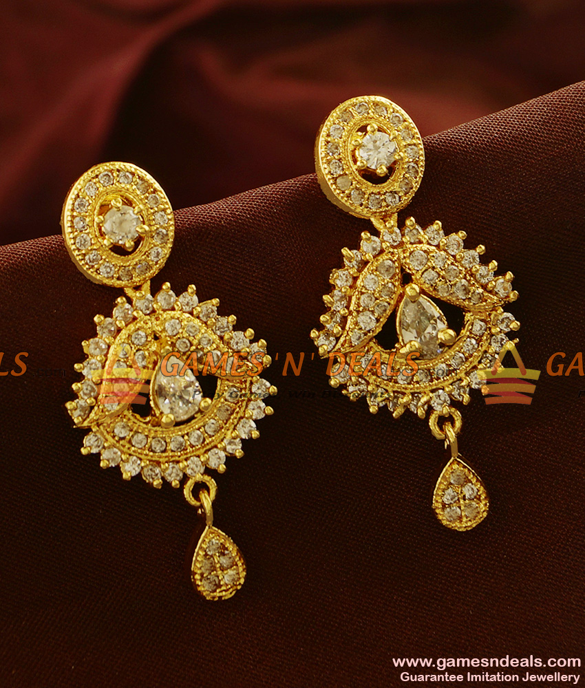 ER556 - Attractive Unique Full Zircon Stone Kerala Danglers Imitation Ear Rings