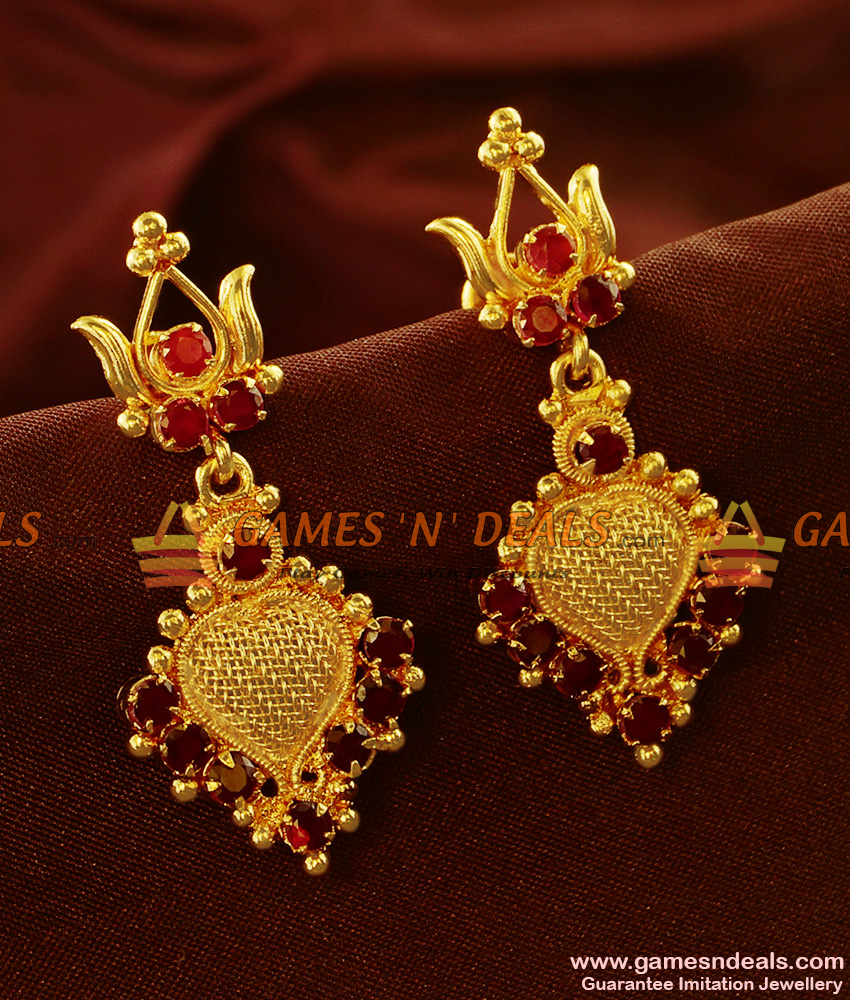 ER561 -  Semi Precious AD Stone Danglers Kerala Type Imitation Ear Rings