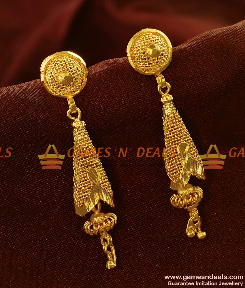 ER578 - Long Hanging Conical Jhumiki Traditional Ear Rings Buy Online