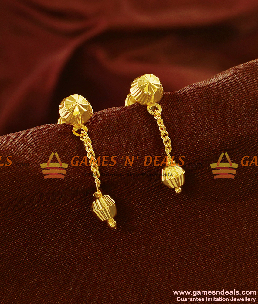 ER580 - Gold Plated Ear Rings Single Falling Rain Drops Daily Wear Design ER580 - Gold Plated Ear Rings Single Falling Rain Drops Daily Wear Design