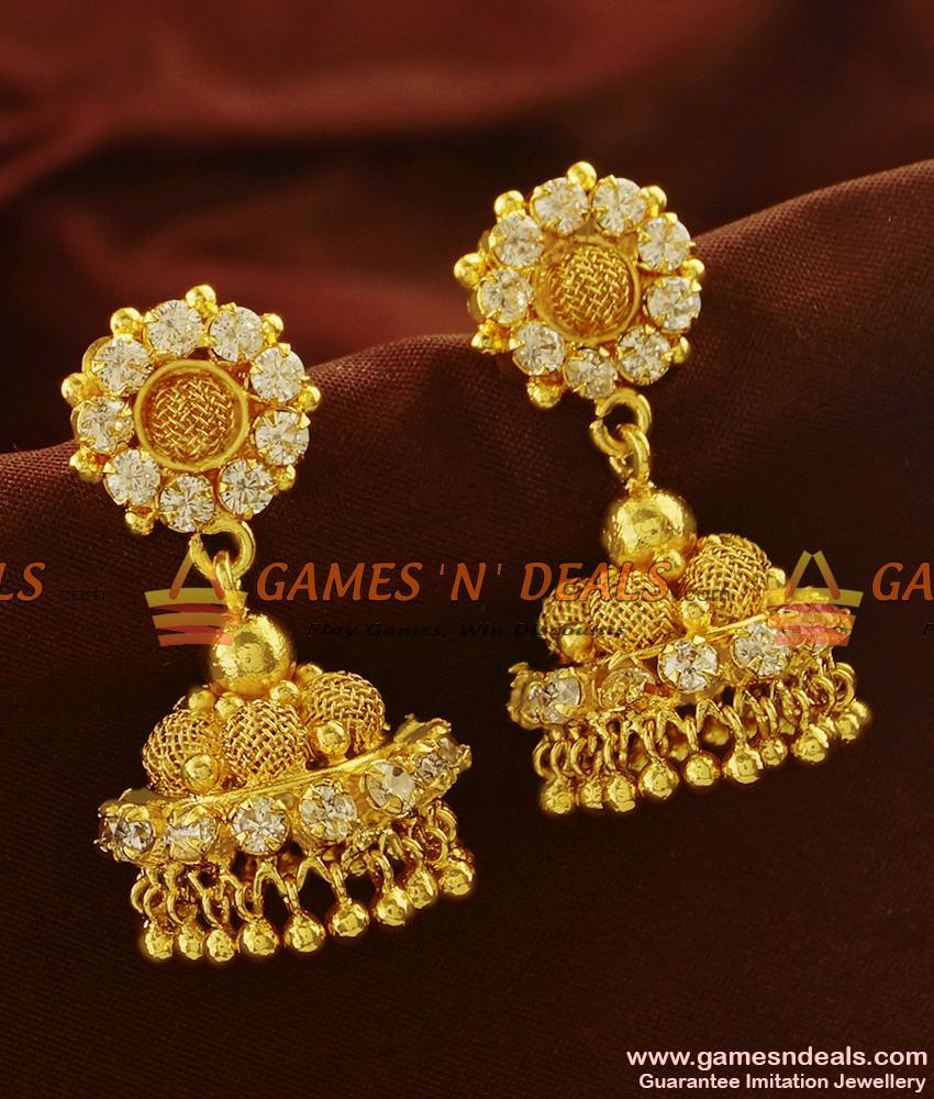 ER588 - AD Stone South Indian Big Umbrella Jhumki Bridal Wear Imitation Ear Rings ER588 - AD Stone South Indian Big Umbrella Jhumki Bridal Wear Imitation Ear Rings