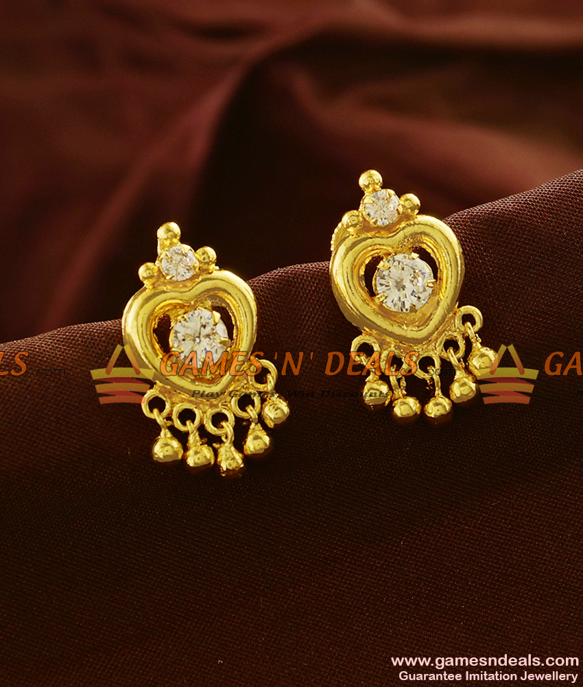 ER616 - Semi Precious AD Stone Kerala Heart Design Imitation Ear Rings
