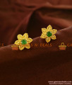 ER620 - Six Petal Emerald Stone Stud Traditional Daily Wear Earrings