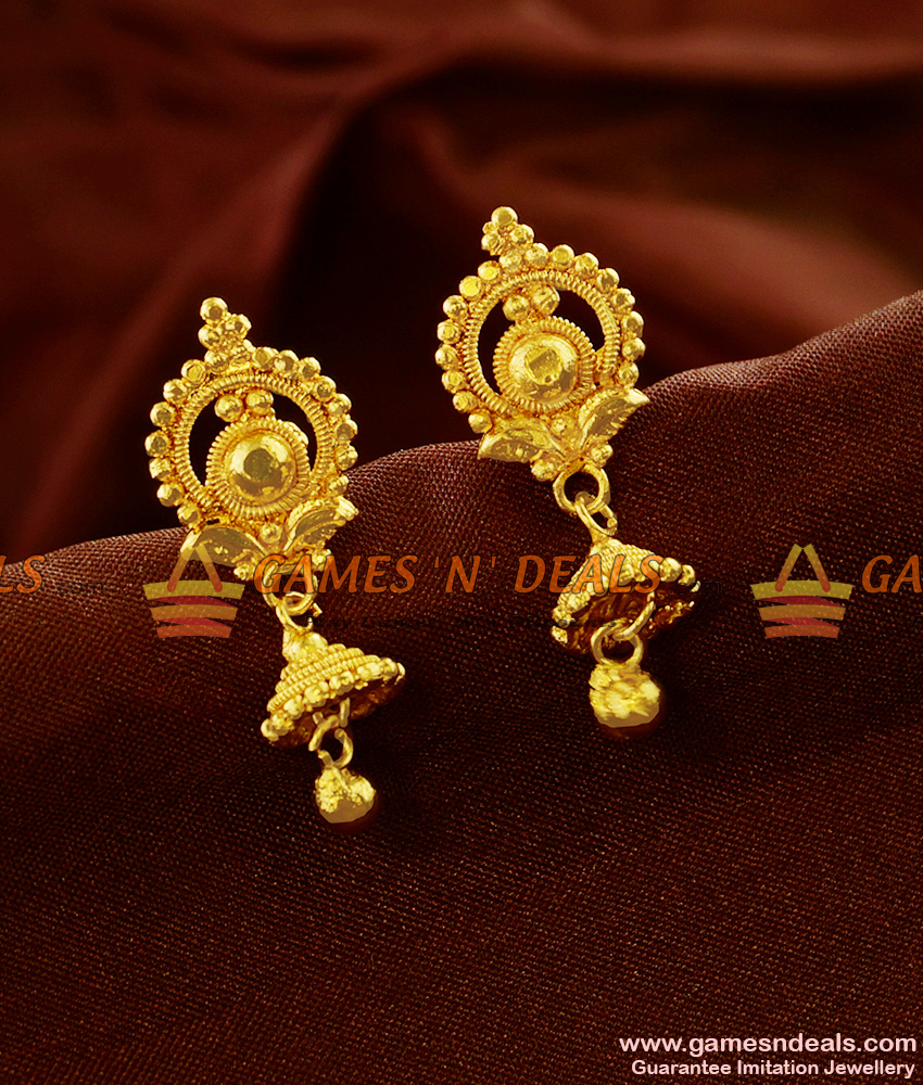 ER626 - Plain South Indian Small Jhumki Guarantee Imitation Jewelry