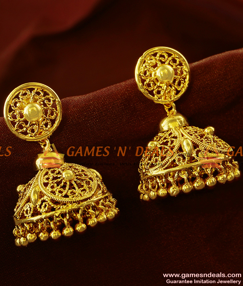 ER637 - Medium Sized Party Wear Jhumki Just Like Real Gold Online