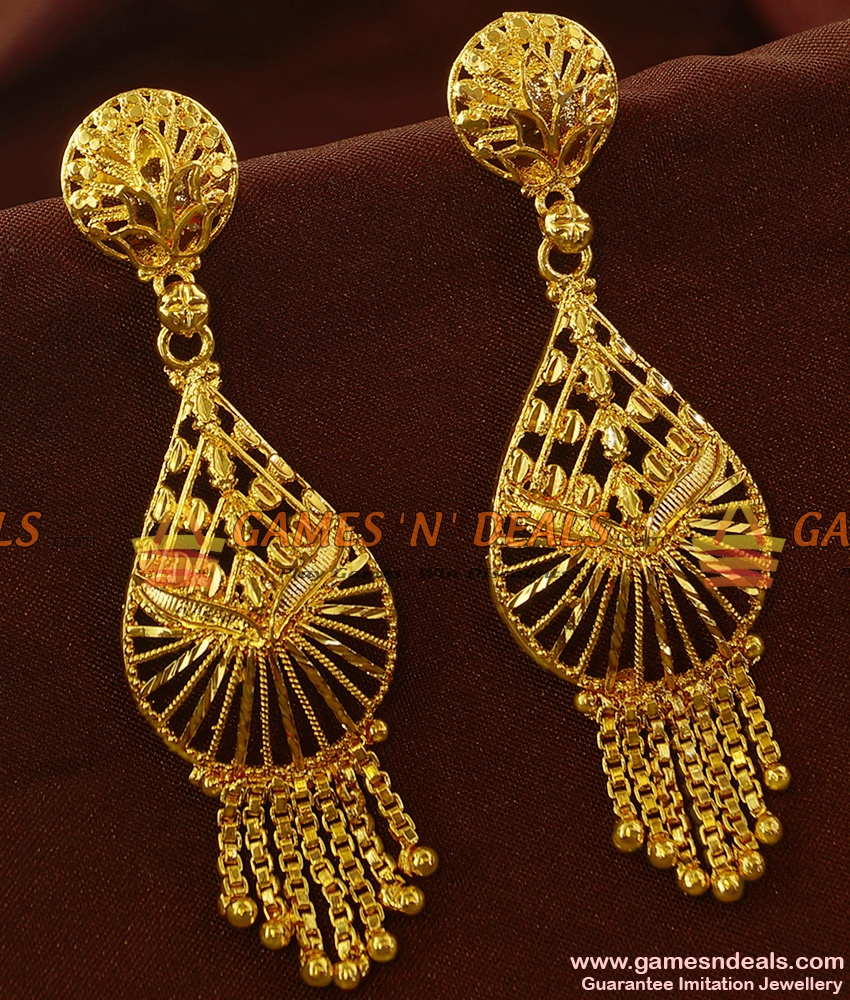 ER653 - Peacock Feathers Long Danglers Tamilnadu Pongal Special New Arrivals