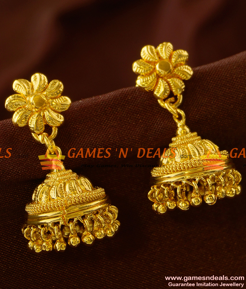 ER676 - Traditional South Indian Attractive Flower Party Wear Jhumki