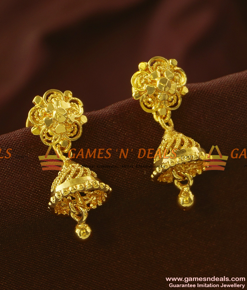 ER682 - Small Gold Plated Daily Wear Guarantee Jhumki Offer Price