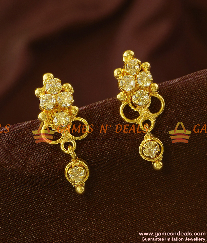 ER689 - Beautiful AD Stone Danglers Real Gold Like Imitation Earring ER689 - Beautiful AD Stone Danglers Real Gold Like Imitation Earring