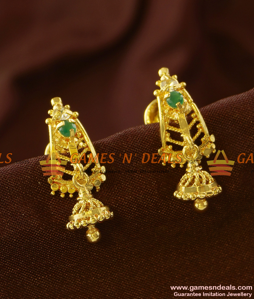 ER695 - Gold Plated Guarantee Kerala Ear Rings Daily Wear Real Gold Design