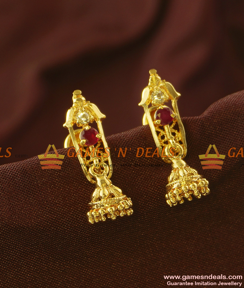 ER712 -  Sparkling AD Stone Stick Design Kerala Type Imitation Ear Rings