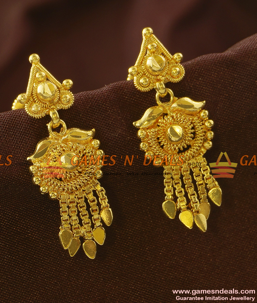 ER718 - Attractive Medium Sized Flower Danglers Guarantee Earrings ER718 - Attractive Medium Sized Flower Danglers Guarantee Earrings