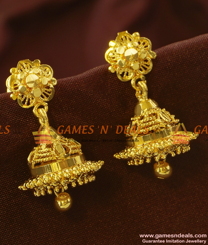ER732 - Pure Gold Plated Traditional Earrings Daily Wear Jhumki 