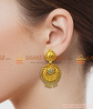 ER779 - Gold Plated Ear Rings White AD Big Stone Danglers Party Wear Design
