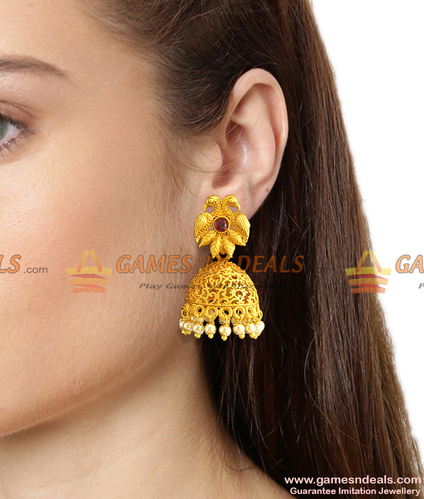 Gold Plated Temple Inspired Jhumka/Jhumki Earrings for women/girls