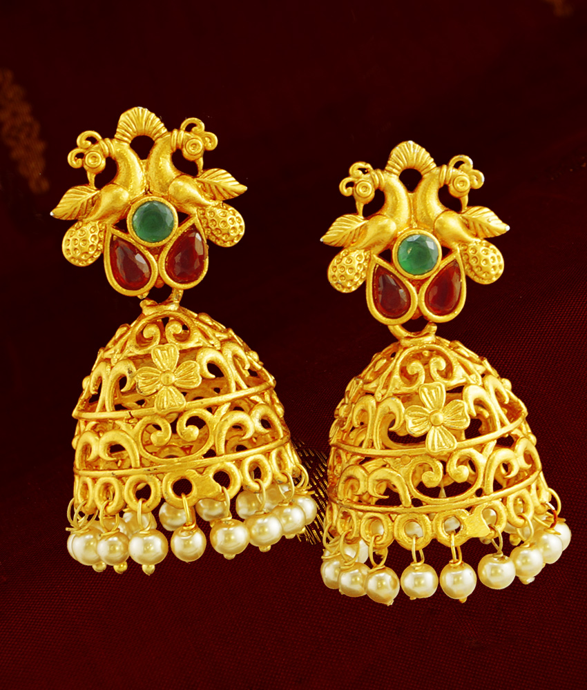 Peacock Design Temple Inspired Jhumka/Jhumki Earrings for women/girls Peacock Design Temple Inspired Jhumka/Jhumki Earrings for women/girls