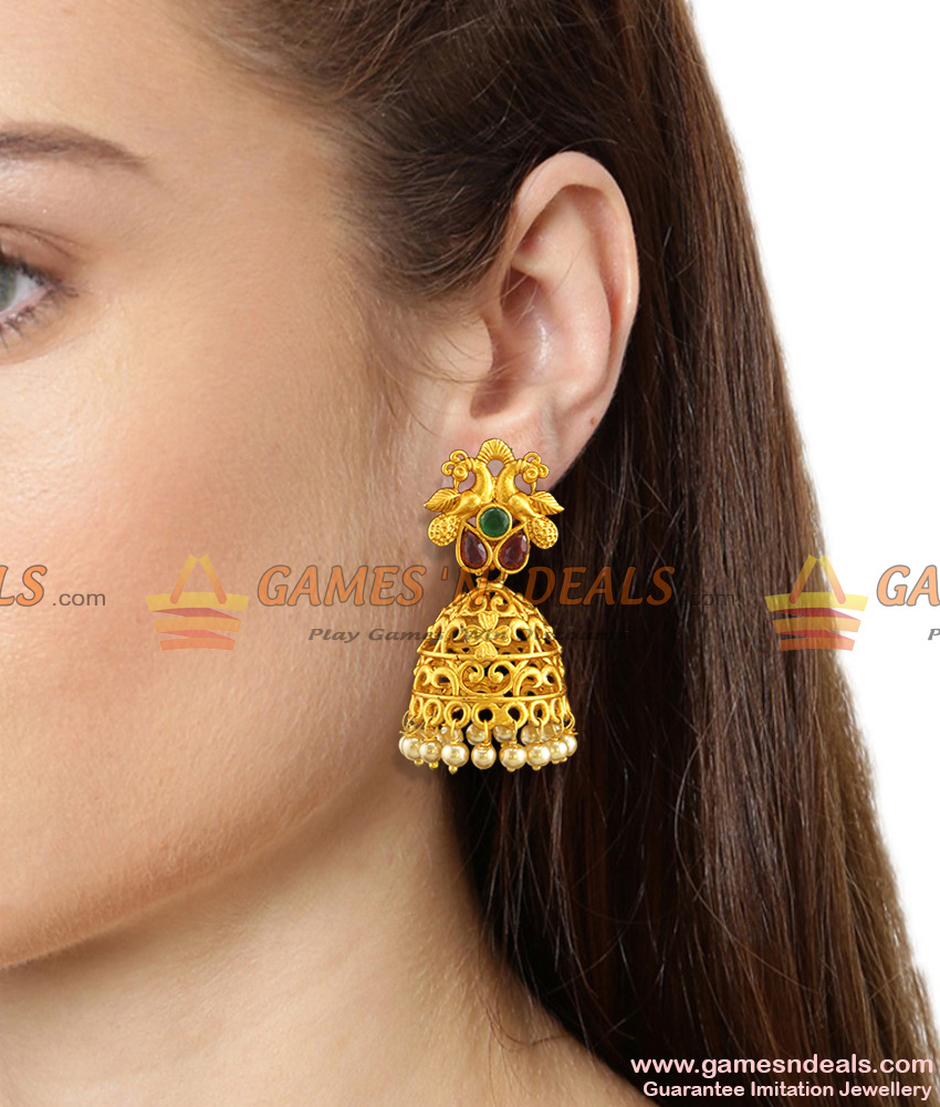 Peacock Design Temple Inspired Jhumka/Jhumki Earrings for women/girls